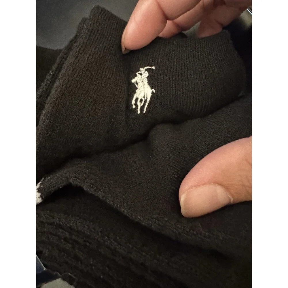 NWT Polo Ralph Lauren Women's Ankle Socks 6 pack Black W/ White Horse size 9-11